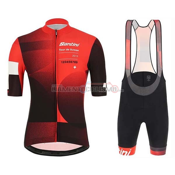 Abbigliamento Ciclismo Tour de Suisse Manica Corta 2019 Rosso Nero